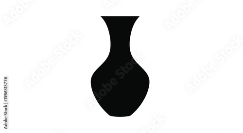 Simple black silhouette of a classic vase on a white background