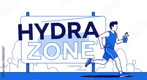 Active Runner Reaching Hydration Station Zone For Refreshment