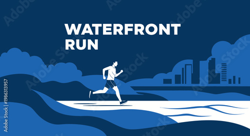 Active Urban Jogging Along The Scenic Waterfront Path