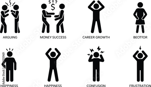Emotional states, people icons, business emotions, human feelings, flat design