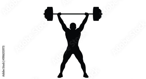 Silhouette of a weightlifter successfully completing an overhead press