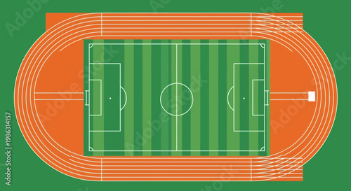 Aerial View Of A Soccer Field And Running Track