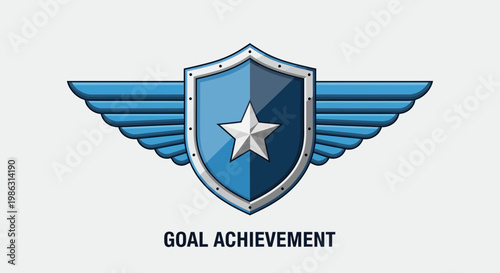 Aesthetic Emblem of Achievement: Soaring Shield and Star Rewards Great Performance