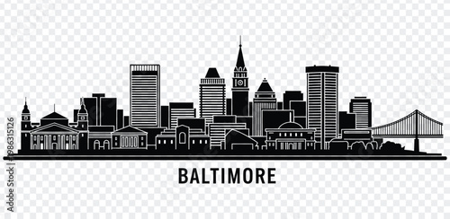 Baltimore city skyline silhouette illustration