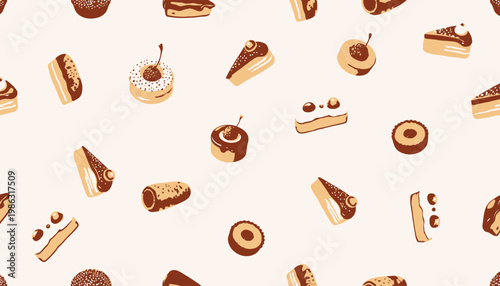A Colorful Collection of Delectable Confectioneries Scattered Across a Light Background Showcasing a Variety of Tantalizing Pastries and Sweet Treats