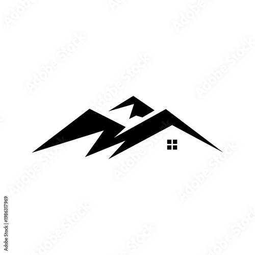 Mountain Hills Peaks Home House Construction logo design cector template