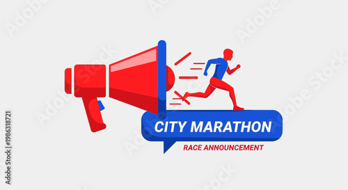 Announcing The City Marathon With A Megaphone Race And Athletic Event