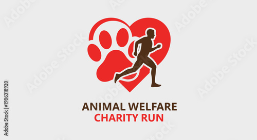 Animal Charity Run Logo Depicting Love, Compassion, And Dedication Towards Animal Welfare