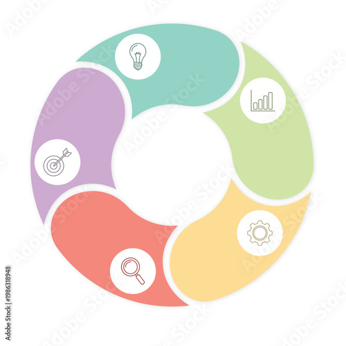 Minimal Circular Process Infographic with 5 Steps, Modern Clean UI Design