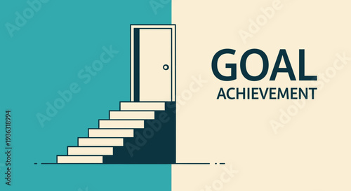 Ascending Stairs To Success Open Door Concept