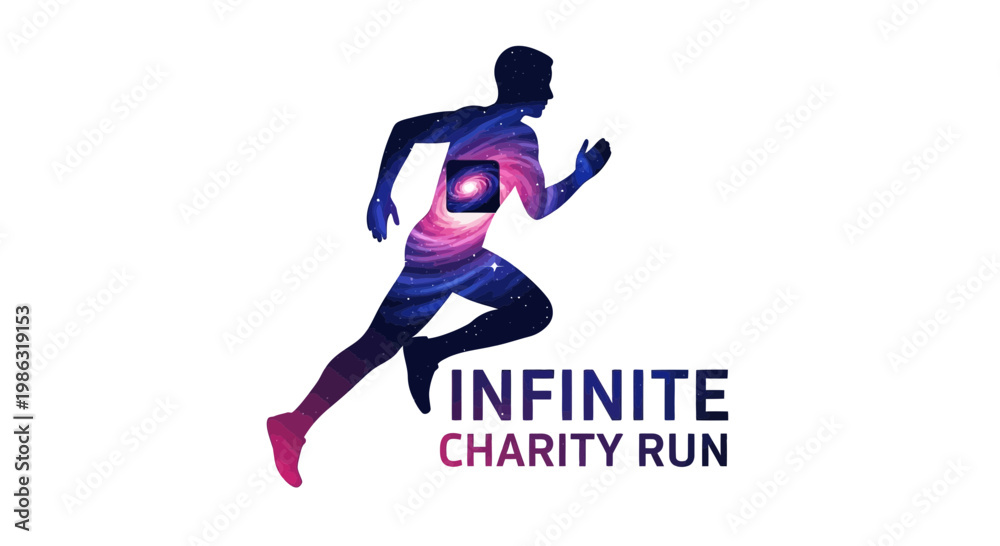 Obraz premium Astronomy Infused Runner Silhouette For Infinite Charity Run Event Design