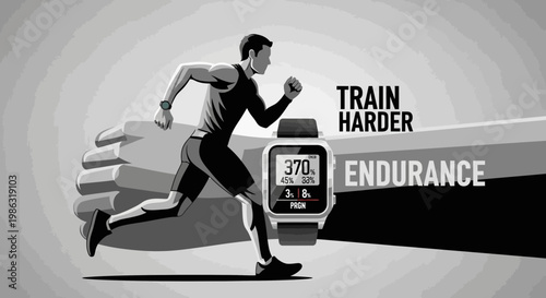 Athlete Embracing The Challenge Of Endurance With Smartwatch And Monumental Effort