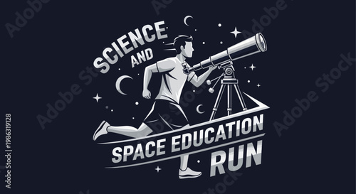 Astronomy Exploration Pursuit: Spacewalking Runner Studying Celestial Phenomena