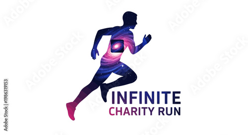 Astronomy Infused Runner Silhouette For Infinite Charity Run Event Design