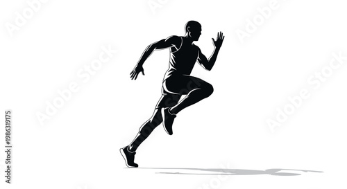 Athlete in Mid-Sprint Representing Speed and Motion in a Minimalist Illustrated Style