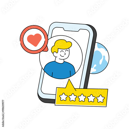 A colored design icon of mobile romantic chat
