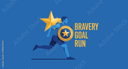 Athlete Carries Star While Running to Represent Bravery, Goal, And Achievement Victory
