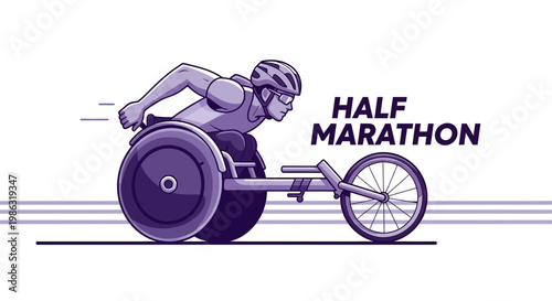 Athlete Participates In A Wheelchair Half Marathon Demonstrating Dynamism And Speed