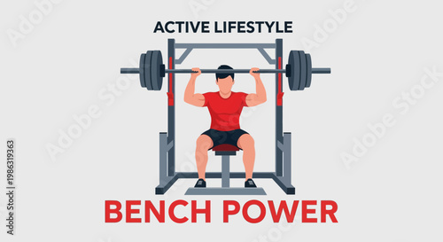 Athlete Performing Bench Press Exercise Demonstrating Strength and Healthy Regime Effort