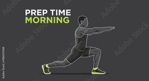 Athlete Performing Lunges in the Morning, Preparing for Workout, on a Dark Modern Background