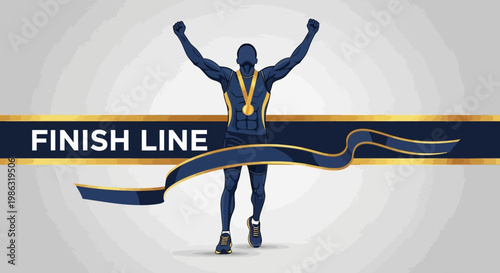 Athlete Reaches The Finish Line After Running A Marathon Successfully and Celebrating Greatly