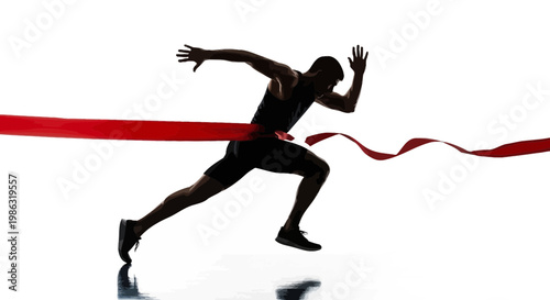 Athlete Reaching Finish Line, Highlighting Triumph, Achieving Success and Victory