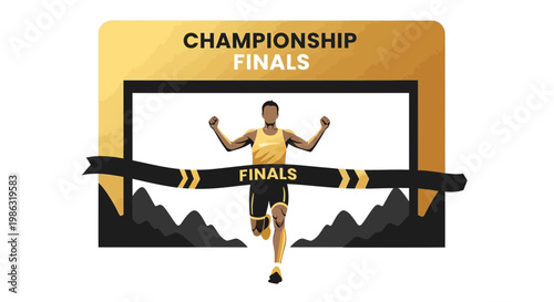 Athlete Reaching Victory at Championship Finals Celebrating a Great Sport Achievement