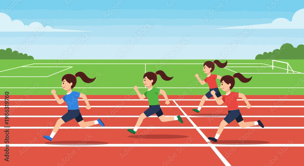 Fototapeta premium Athletic Competition Depicts Dynamic Movement and Focused Efforts During a Race Event