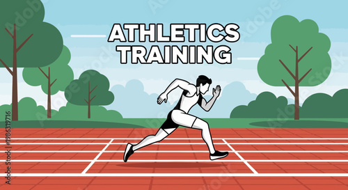 Athlete Sprinting On Track During Athletics Training Session