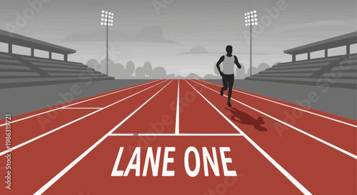 Athlete Sprinting Forward on a Track, Ready to Reach the Finish Line, Racing Fast