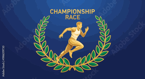 Athletic Competition Depicted: Championship Race Presented With Laurel Wreath Design