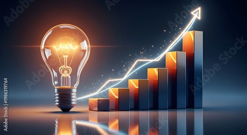 Bright idea for business growth a glowing lightbulb symbolizes innovation and success