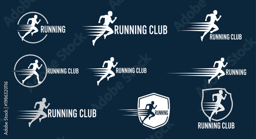 Athletic Logos for Marathoners and Sprinters, Ideal for Sport Teams and Marathons Competition