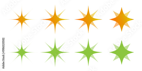 Vibrant Orange Gradient and Solid Green Circles in Decreasing Sizes, Isolated on White for Design Elements