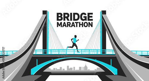 Bridge Marathon: Athletic Celebration of Endurance and Urban Sport in Vibrant Design