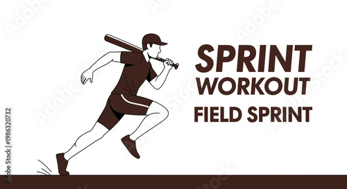 Baseball Player Sprinting Towards Victory Representing Sprint Workout Concept and Field Sprint