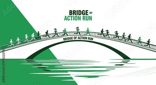 Bridge Of Action Run Silhouette Runners Crossing Arch Bridge Scenic Reflection