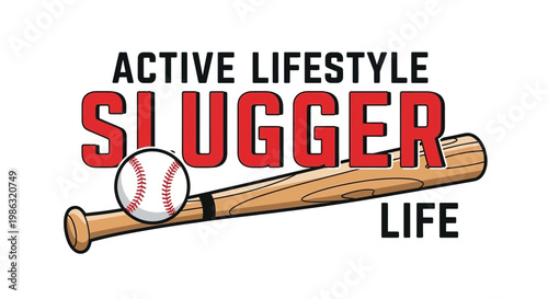 Baseball Slugger Lifestyle Depiction With Active Style And Sports Themed Elements