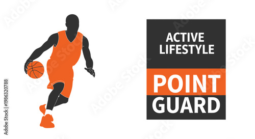 Basketball Player In Action With Active Lifestyle And Point Guard Design Logo Illustration