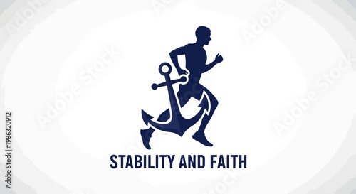 Athletic Runner Combined With Anchor Symbolizing Steadfastness And Determination