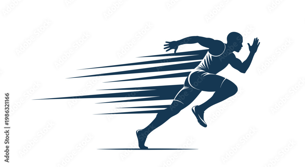 Obraz premium Athletic Runner Silhouette Illustrates Speed, Movement, and Energetic Velocity for Success