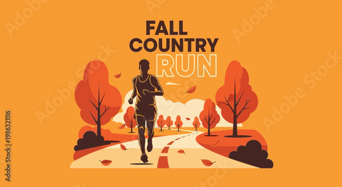 Autumnal Country Run: A Vibrant Illustration of Fall Season's Athletic Pursuit