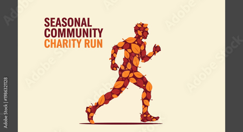 Autumnal Fun Run with Leaf Patterned Runner for Charitable Causes Celebration