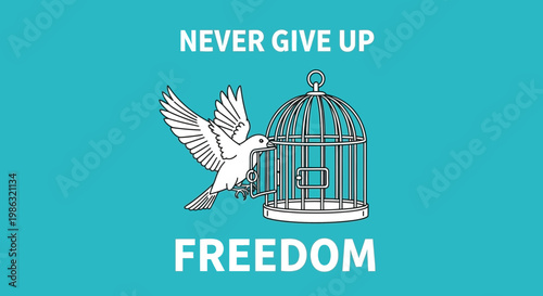 Bird Seeking Freedom by Overcoming Obstacles and Never Giving Up on its Goals