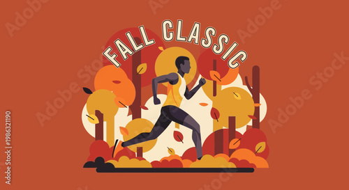 Autumnal Runner at the Fall Classic Showcased in a Fall-Themed Composition for Sports
