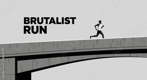 Brutalist Run: A Minimalist Depiction of Determination and Urban Athleticism