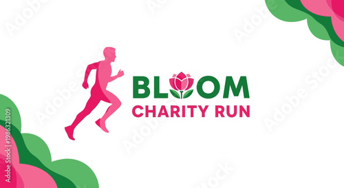 Bloom Charity Run Emblem Design Showcasing Bloom Festival, Fitness And Community Involvement