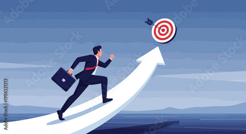 Business Leader Ascending Towards Success Achieved Through Strategic Direction