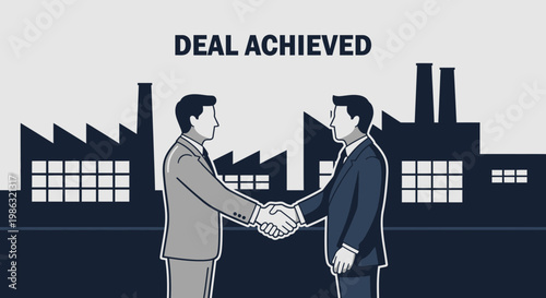 Business Partners Shake Hands After Successful Industrial Acquisition Agreement Achieved