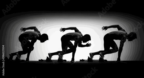 Athletic Start: An Intense Silhouette Capturing the Essence of Competition and Speed